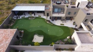 view of arizona backyard putting green