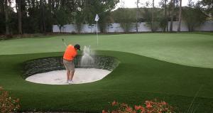 bunker shot on arizona private putting green