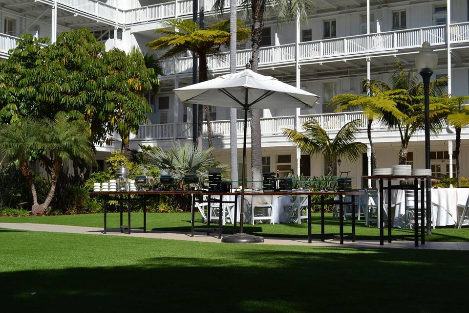 resort with artificial grass in banquet area