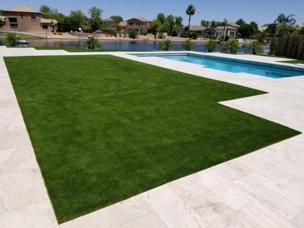 Beautiful pet friendly synthetic turf backyard lawn