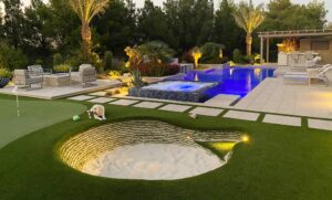 Phoenix backyard putting green landscaping in artificial grass
